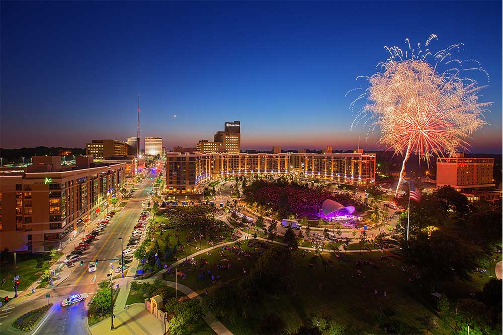 Fireworks at Jazz on the Green in Midtown Crossing's Turner Park