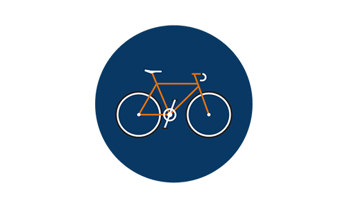 Blue icon with orange bike