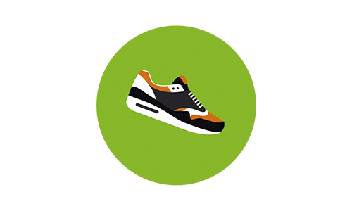 Green icon with walking shoe