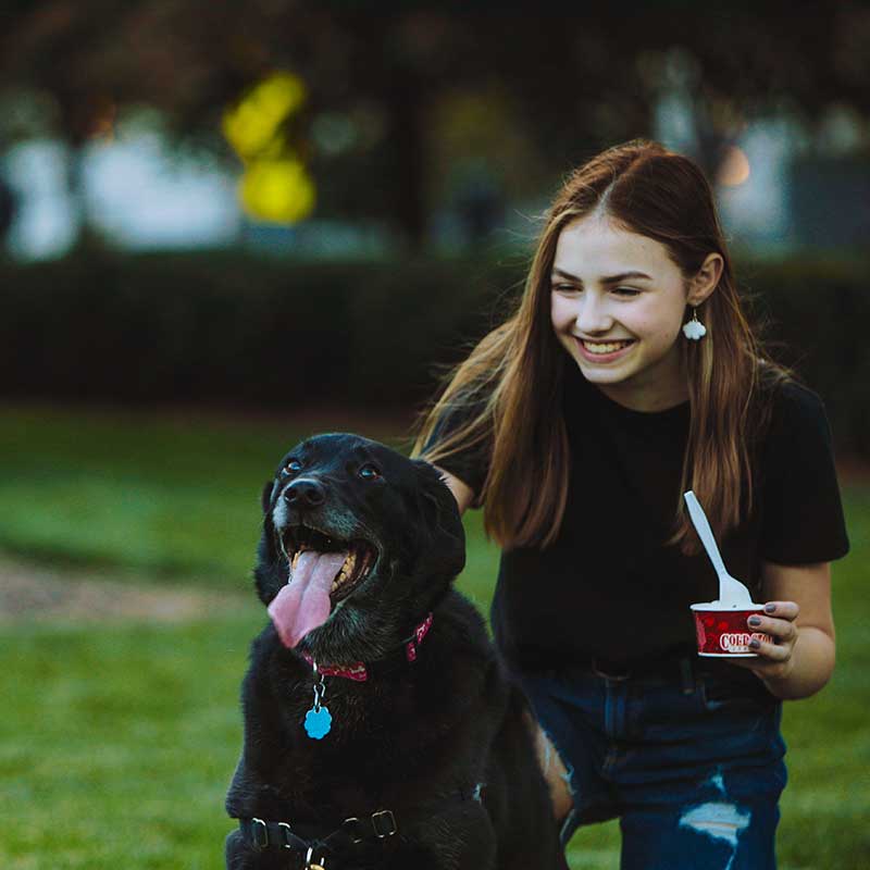 Person and dog in Turner Park Omaha