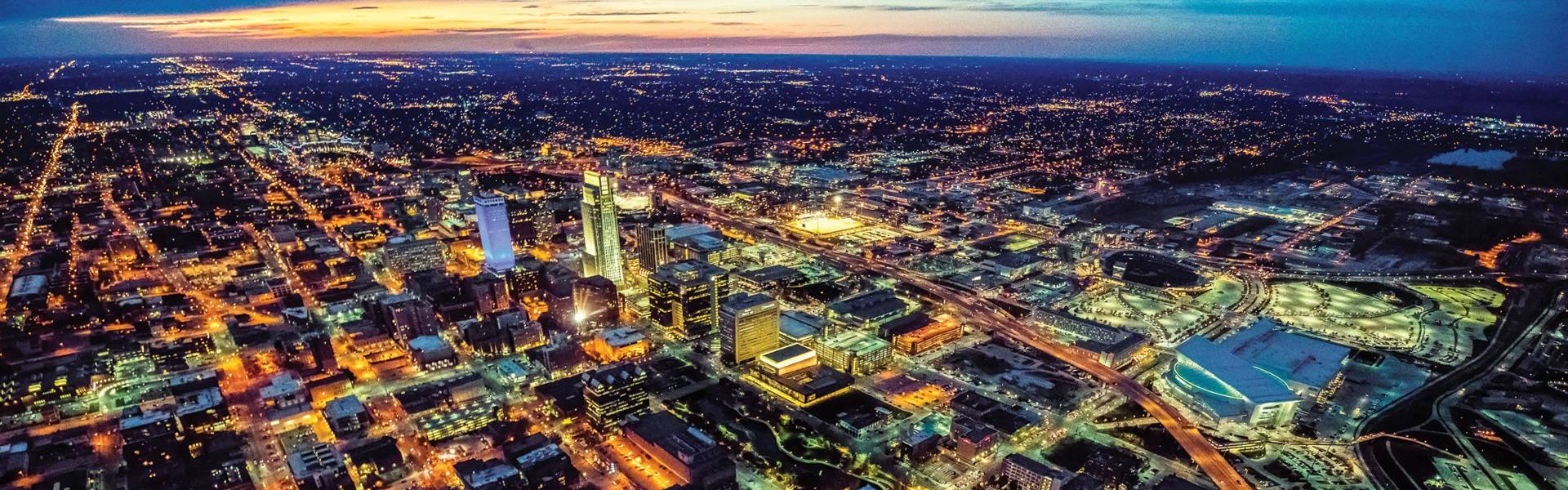 Aerial view of Omaha provided by Visit Omaha