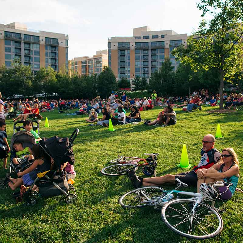 Bicyclists enjoying event in Turner Park