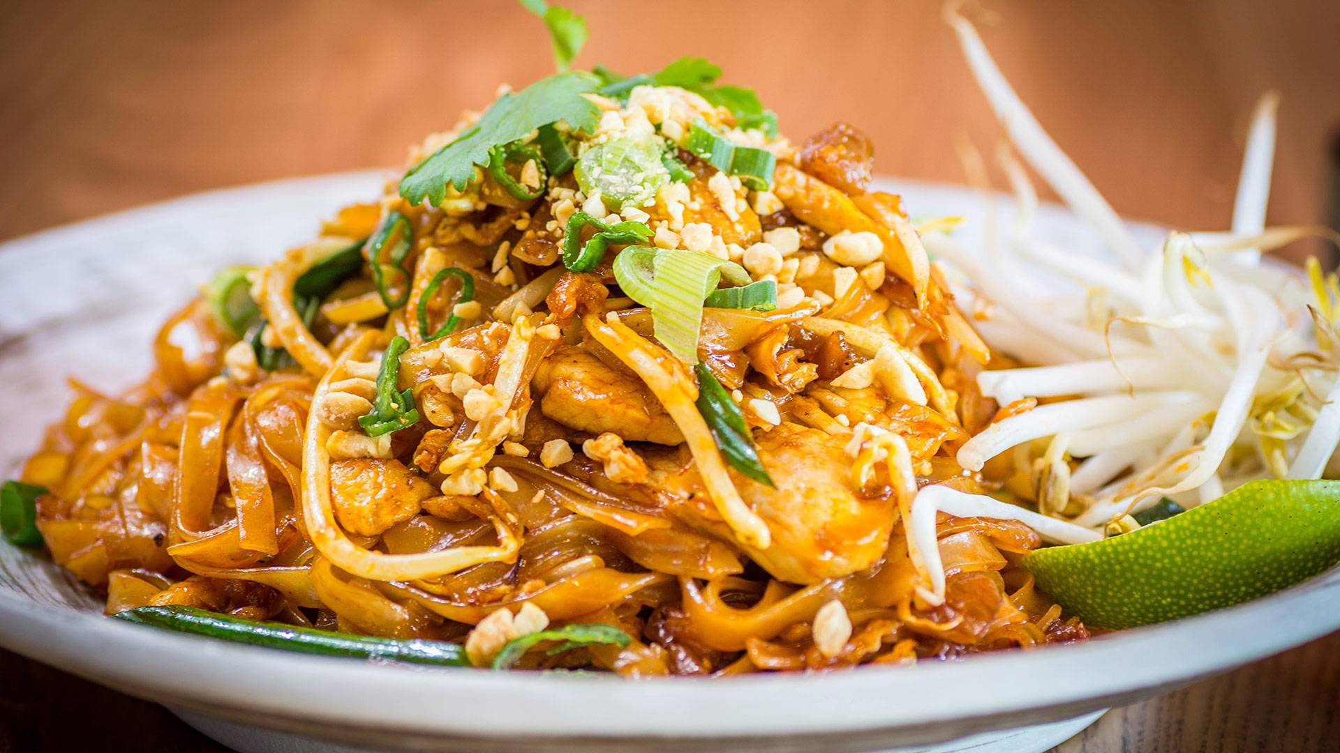 Chicken pad thai at Sea Thai restaurant in Omaha, Nebraska at Midtown Crossing