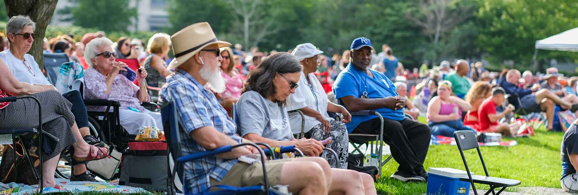 People watching Jazz on the Green in Turner Park at Midtown Crossing Omaha, NE