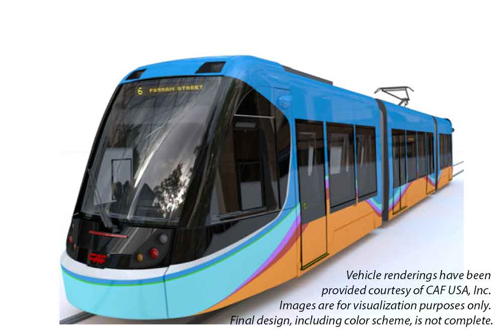 Visual of streetcar vehicle planned for Omaha, Nebraska